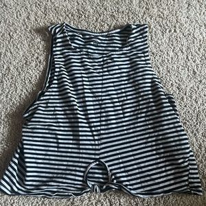 black and white striped crop top with keyhole